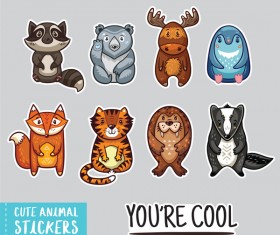 Cute animal sticker vector
