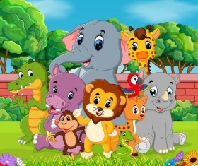 Cute cartoon animal vector set