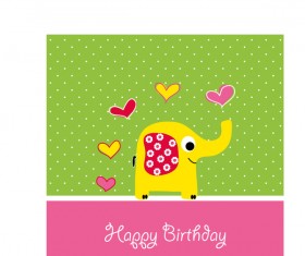 Cute elephant with birthday card vector