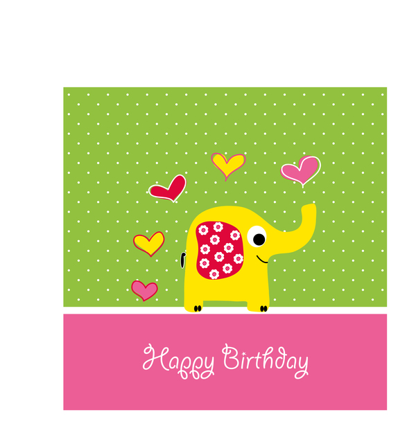 Cute elephant with birthday card vector