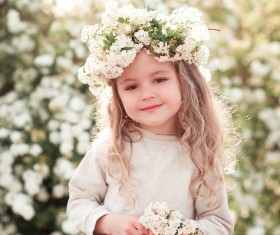 Cute little girl wearing garland Stock Photo 01