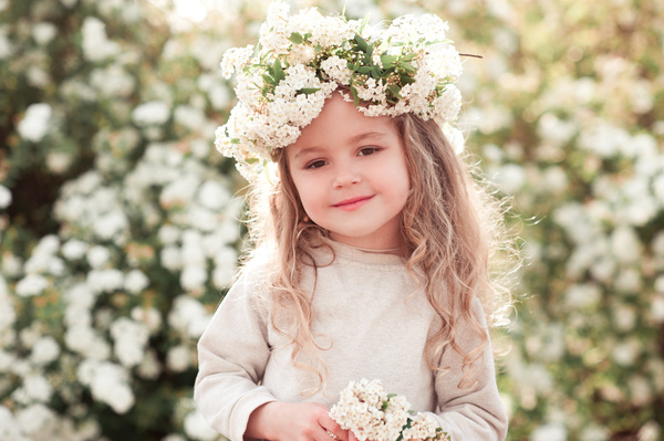 Cute little girl wearing garland Stock Photo 01 free download