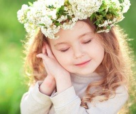 Cute little girl wearing garland Stock Photo 02