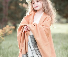 Cute little girl wearing garland Stock Photo 03