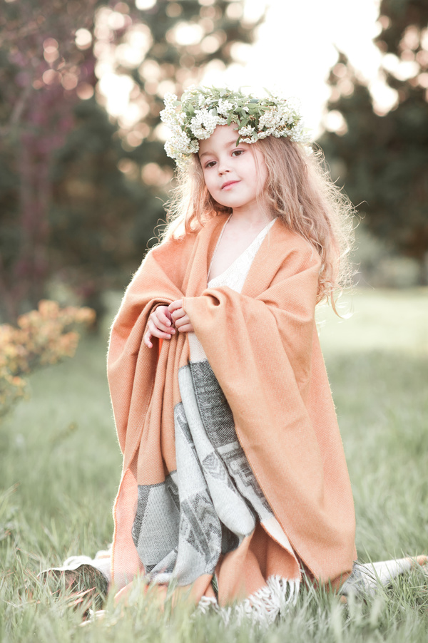 Cute little girl wearing garland Stock Photo 03