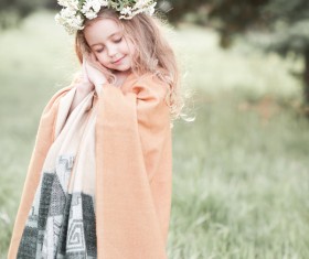 Cute little girl wearing garland Stock Photo 04