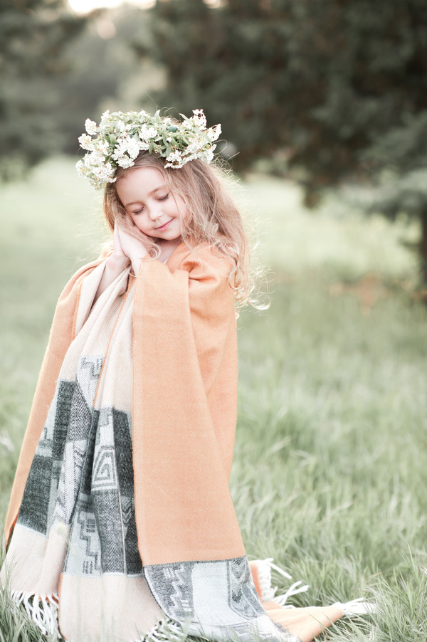 Cute little girl wearing garland Stock Photo 04