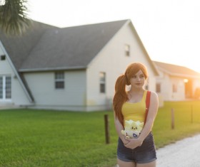 Cute young girl in casual style Stock Photo