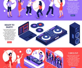 DJ music banners vector template