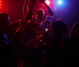 Dancing Friends on Lights Stock Photo 03