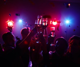 Dancing Friends on Lights Stock Photo 05