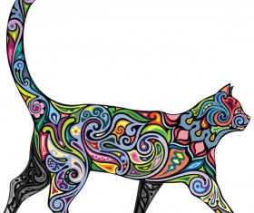 Decor floral with cat vector