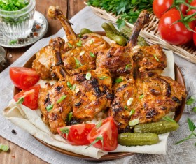 Delicious steak and pickles Stock Photo