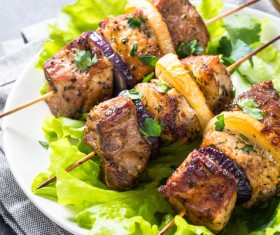 Delicious vegetable kebab Stock Photo