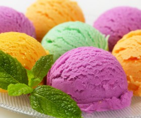 Different colors of ice cream on plate Stock Photo 02