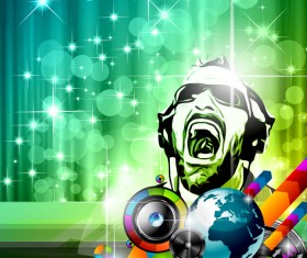 Disco dance party flyer template vectors 01