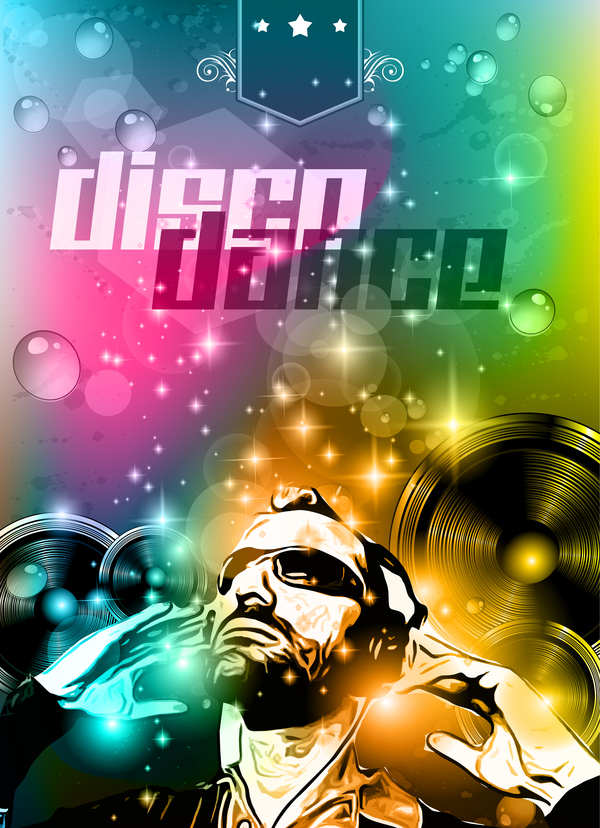 Disco dance party flyer template vectors 05