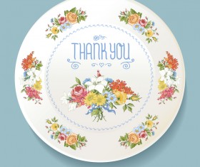Dishes with decor flowers vectors 04