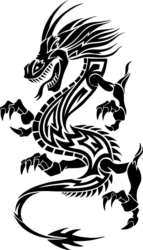 Dragon tatoo illustration vector 01