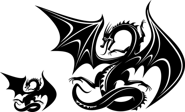 Dragon tatoo illustration vector 04