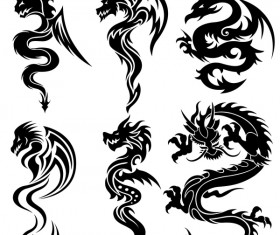 Dragon tatoo illustration vector 05