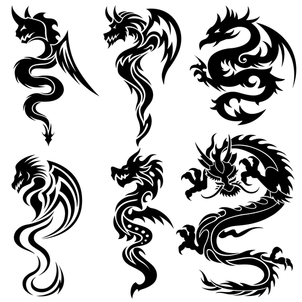 Dragon tatoo illustration vector 05