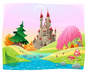 Dream magical castles cartoon vector 02