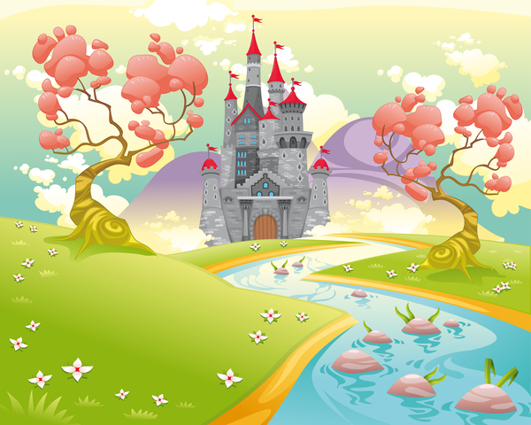 Dream magical castles cartoon vector 03