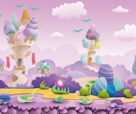 Dream magical castles cartoon vector 05