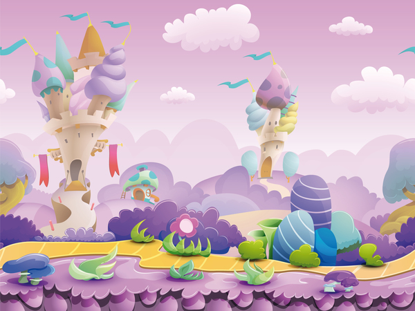 Dream magical castles cartoon vector 05