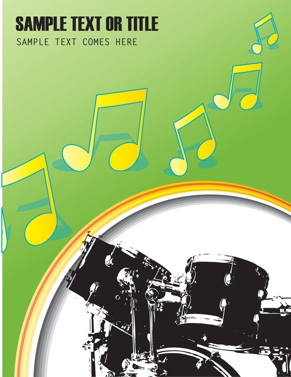 Drums with music vector material