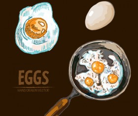 Egg cooking hand drawing vectors material 01