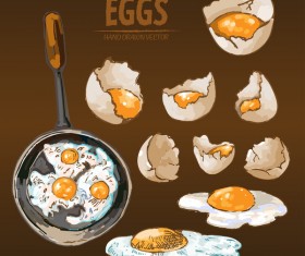 Egg cooking hand drawing vectors material 02