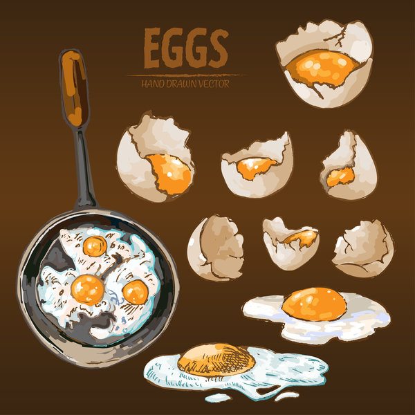 Egg cooking hand drawing vectors material 02