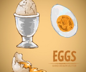 Egg hand drawing vectors set 02