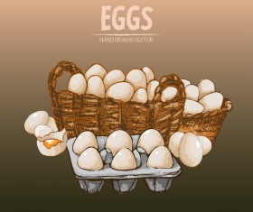 Egg hand drawing vectors set 03
