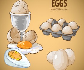 Egg hand drawing vectors set 04