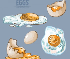Egg hand drawing vectors set 05