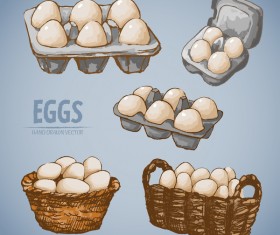 Egg hand drawing vectors set 06