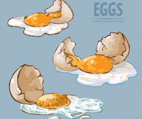 Egg hand drawing vectors set 07