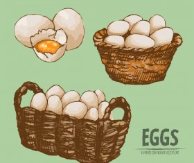 Egg hand drawing vectors set 08