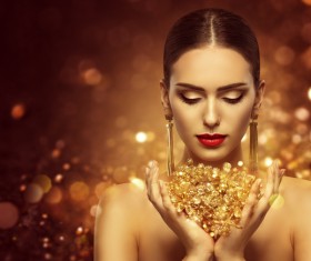 Elegant beautiful woman fashion makeup Stock Photo 02