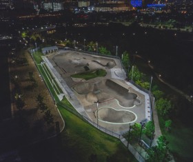 Empty park in city Stock Photo