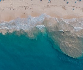 Empty wavy beach from high view Stock Photo