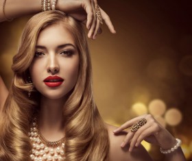 Fashion makeup woman wears jewelry Stock Photo 02