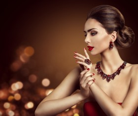 Fashion makeup woman wears jewelry Stock Photo 03
