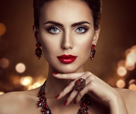 Fashion makeup woman wears jewelry Stock Photo 04