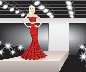 Fashion model with stage vector