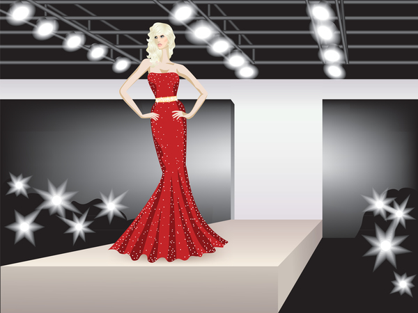 Fashion model with stage vector