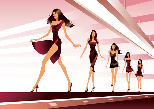 Fashion show with girl vector 02 free download